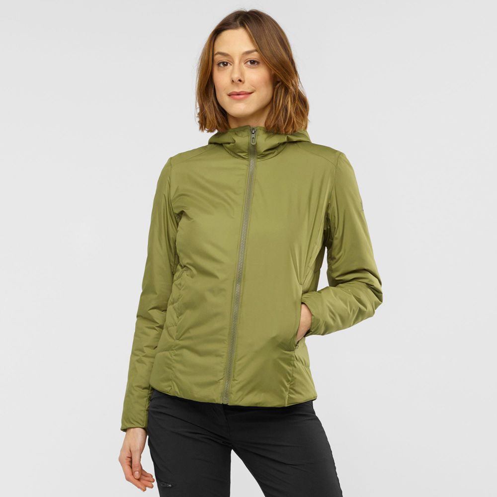 Salomon Israel OUTRACK INSULATED - Womens Jackets - Olive Green (QPGO-09657)